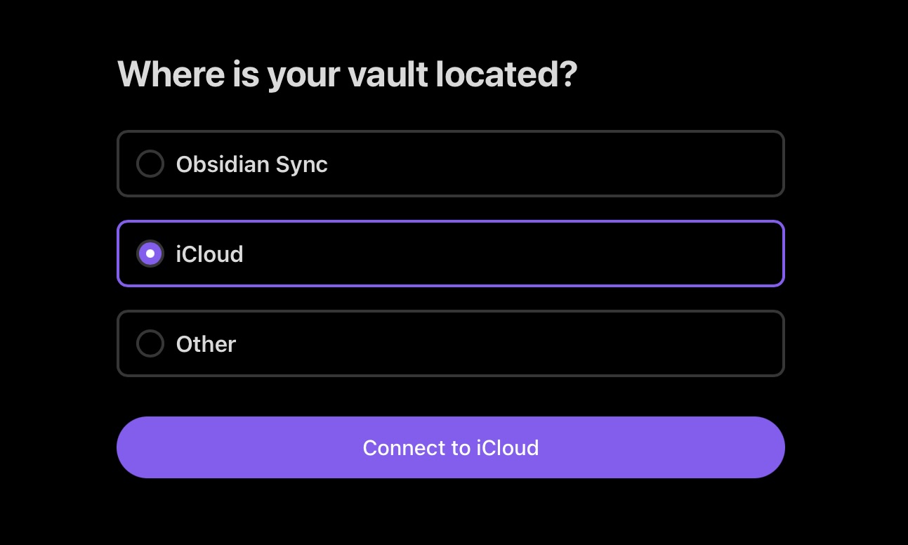 Obsidian iPad vault from iCloud Obsidian iPad vault from iCloud